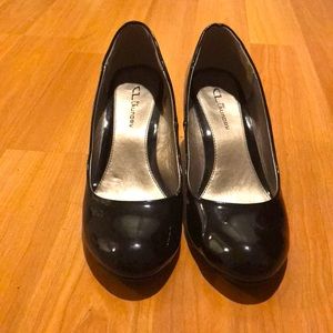 Black Paten leather Chinese laundry wedge heel